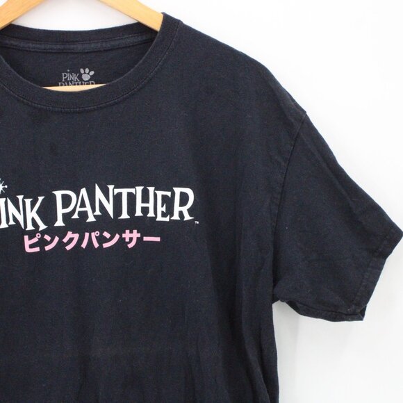 Pink Panther Shirt Mens Black Short Sleeve Japanese Logo Graphic Cotton Large L - Picture 2 of 9